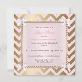 Invitation Baby shower fille rose Pearl or Chevron Ethnique (Dos)