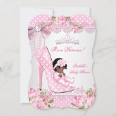 Invitation Baby shower fille Rose Pois Haut talons A (Devant)