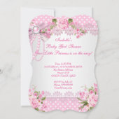 Invitation Baby shower fille Rose Pois Haut talons A (Dos)