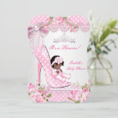 Invitation Baby shower fille Rose Pois Haut talons A (Debout devant)