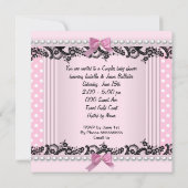 Invitation Baby shower fille rose Pois haute chaussure talon  (Dos)