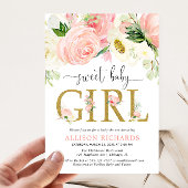 Invitation Baby shower fille rose poudré et or