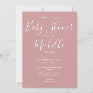 Invitation Baby Shower Fille Rose Poussiéreuse Élégante