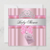 Invitation Baby shower fille rose princesse noire (Devant)
