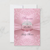 Invitation Baby shower fille rose princesse Tiara dentelle SM (Devant)