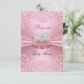 Invitation Baby shower fille rose princesse Tiara dentelle SM (Debout devant)