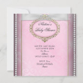 Invitation Baby shower fille rose princesse Tiara Diamond (Dos)