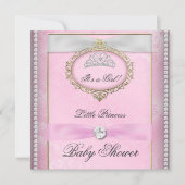 Invitation Baby shower fille rose princesse Tiara Diamond (Devant)