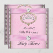 Invitation Baby shower fille rose princesse Tiara Diamond 2 (Devant / Derrière)
