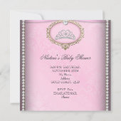 Invitation Baby shower fille rose princesse Tiara Diamond 2 (Dos)
