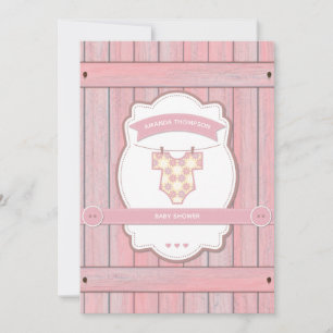 Invitation Baby Shower Fille Rose Rétro Vintage ajoutez une p