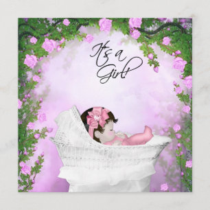 Invitation Baby Shower Fille Rose Rose et Rose