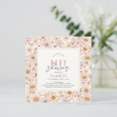 Invitation Baby shower Fille rose Super rétro (Debout devant)