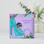 Invitation Baby shower fille rose Turquoise bleu pourpre Chau (Debout devant)