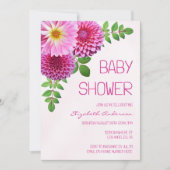 Invitation Baby shower fille rose violet Dahlia (Devant)