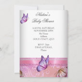 Invitation Baby shower fille rose violet princesse papillon 2 (Dos)