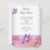 Invitation Baby shower fille rose violet princesse papillon 3 (Dos)