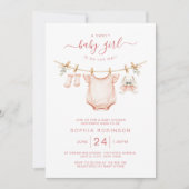 Invitation Baby shower Fille Rosée Fille (Devant)