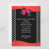 Invitation Baby Shower Fille Rouge Chaussure de Bébé Points P (Dos)