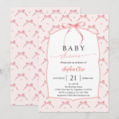 Invitation Baby Shower Fille Ruban (Devant / Derrière)