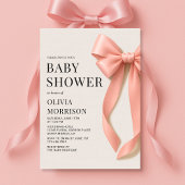 Invitation Baby Shower Fille Ruban Rose