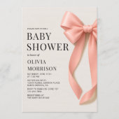 Invitation Baby Shower Fille Ruban Rose (Devant)