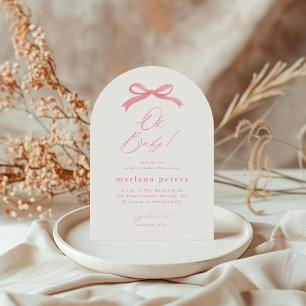 Invitation Baby Shower Fille Ruban Rose Élégant