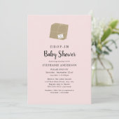 Invitation Baby shower fille simple rose DROP-IN (Debout devant)