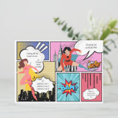 Invitation Baby shower fille super-héros de bande dessinée (Debout devant)