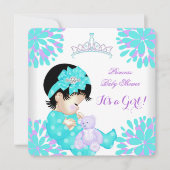 Invitation Baby shower Fille Sweet Bébé Turquoise pourpre Our (Devant)