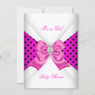 Invitation Baby Shower Fille Taches Roses Noires et Blanches