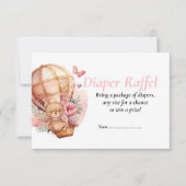 Invitation Baby Shower Fille Teddy Ballons Diaper Raffel (Devant)