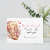 Invitation Baby Shower Fille Teddy Ballons Diaper Raffel (Debout devant)