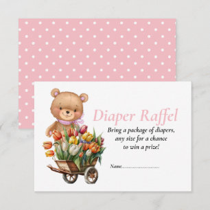 Invitation Baby Shower Fille Teddy Floral Couche-culotte Raff