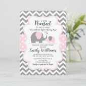 Invitation baby shower fille thème éléphant rose (Debout devant)