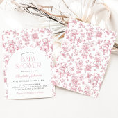 Invitation Baby shower Fille Toile Rose-Blanc