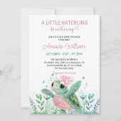 Invitation Baby Shower Fille Tortue Rose  (Devant)