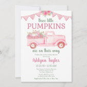 Invitation Baby shower fille triplet petit Citrouille (Devant)