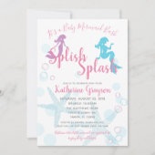 Invitation Baby shower fille Turquoise rose Sirène (Devant)
