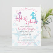 Invitation Baby shower fille Turquoise rose Sirène (Debout devant)