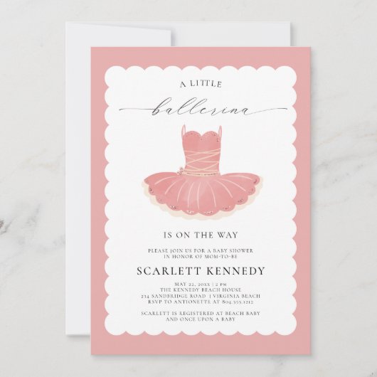 Invitation Baby shower fille Tutu rose (Devant)