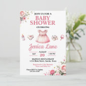 Invitation Baby shower fille Tutu rose clair (Debout devant)