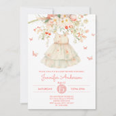Invitation Baby shower Fille Vêtements bébé cerise en fleurs (Devant)