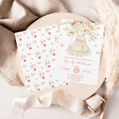 Invitation Baby shower Fille Vêtements bébé cerise en fleurs