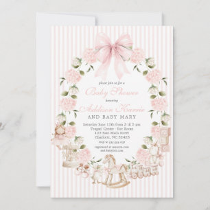 Invitation Baby Shower Fille Vintage, Jouets pour bébé fille