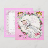 Invitation Baby Shower Fille Vintage Rose (Devant / Derrière)