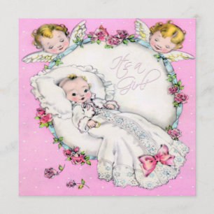 Invitation Baby Shower Fille Vintage Rose
