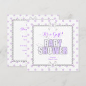 Invitation Baby Shower Fille Violet Blanc Points de Polka Per (Devant / Derrière)