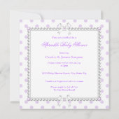 Invitation Baby Shower Fille Violet Blanc Points de Polka Per (Dos)