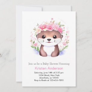 Invitation Baby shower Fille Whimsy Rose Otterly